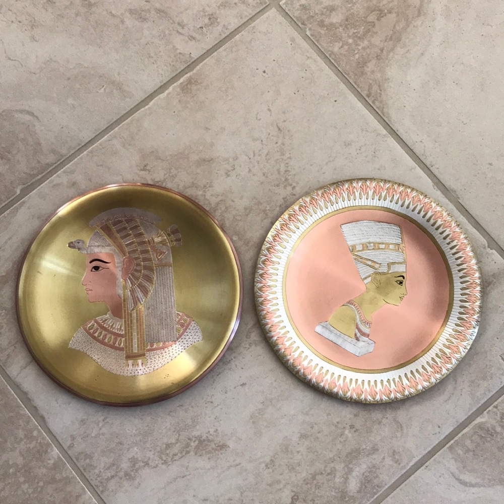 Set of two Hand crafted Egyptian decorative metal plates